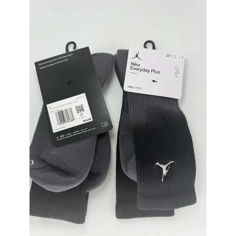 Nike Jordan Jumpman Black Grey Gradient 2 Pairs Socks HJ2446 010 Mens Medium 6-8